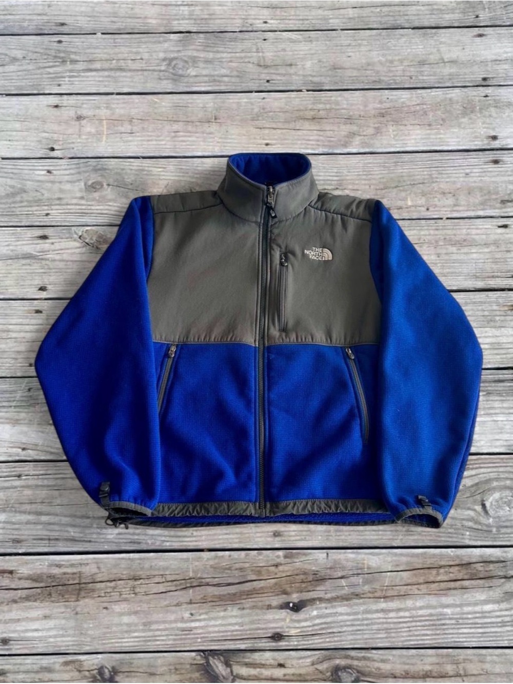 The North Face Denali Polartec Full Zip Fleece Jacket Blue and Gray